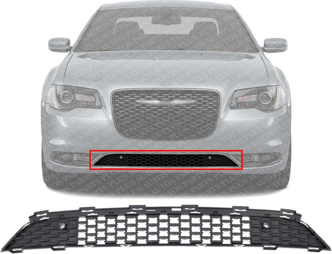 Front Bumper Grille Square Mesh Design With Parking Aid Sensor Holes Direct Replacement Compatible With 2015-2022 Chrysler 300 CH1036148 68245344AD