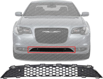 Front Bumper Grille Square Mesh Design With Parking Aid Sensor Holes Direct Replacement Compatible With 2015-2022 Chrysler 300 CH1036148 68245344AD