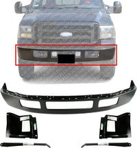 AUTOS PARTS PLUS Front Bumper Primed Steel + Mounting Plate + Outer Brackets + Left Driver and Right Passenger Side Direct Replacement Compatible With 2005-2007 Ford F-250 / F-350 Super Duty FO1002393
