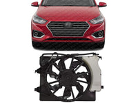 Front Radiator Single Fan Assembly Direct Replacement Compatible with 2018-2022 Hyundai Accent / 2018-2023 Kia Roi HY3115161 25380H9050
