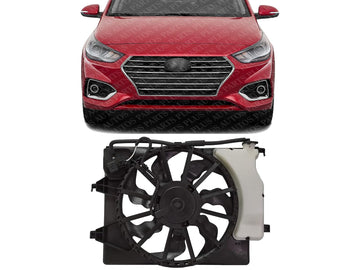 Front Radiator Single Fan Assembly Direct Replacement Compatible with 2018-2022 Hyundai Accent / 2018-2023 Kia Roi HY3115161 25380H9050