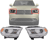Set Of 2 Front Head Light Assembly Left Driver & Right Passenger Side Direct Replacement Compatible With 2014-2017 Dodge Durango CH2503256 CH2502256 68188730AI 68188730AF 68188731