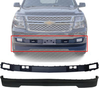 Front Bumper Molding With Tow Hook Holes + Lower Valance Air Deflector Textured Direct Replacement Compatible With 2015-2020 Chevrolet Suburban/Tahoe GM1044136 GM1095201 22936501