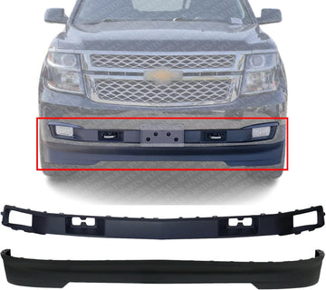 Front Bumper Molding With Tow Hook Holes + Lower Valance Air Deflector Textured Direct Replacement Compatible With 2015-2020 Chevrolet Suburban/Tahoe GM1044136 GM1095201 22936501