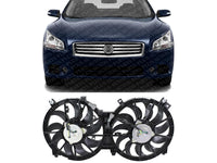Front Radiator Dual Cooling Fan Assembly Plastic Direct Replacement Compatible with 2009-2014 Nissan Maxima NI3115139 21481ZY70A