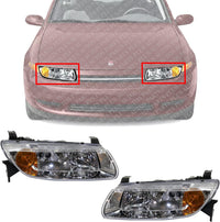 Set Of 2 Front Headlight Assembly Halogen Right Passenger & Left Driver Side Direct Replacement Compatible With 2000-2002 Saturn L-Series GM2503200 GM2502200 90583595-PFM 90583594-PFM