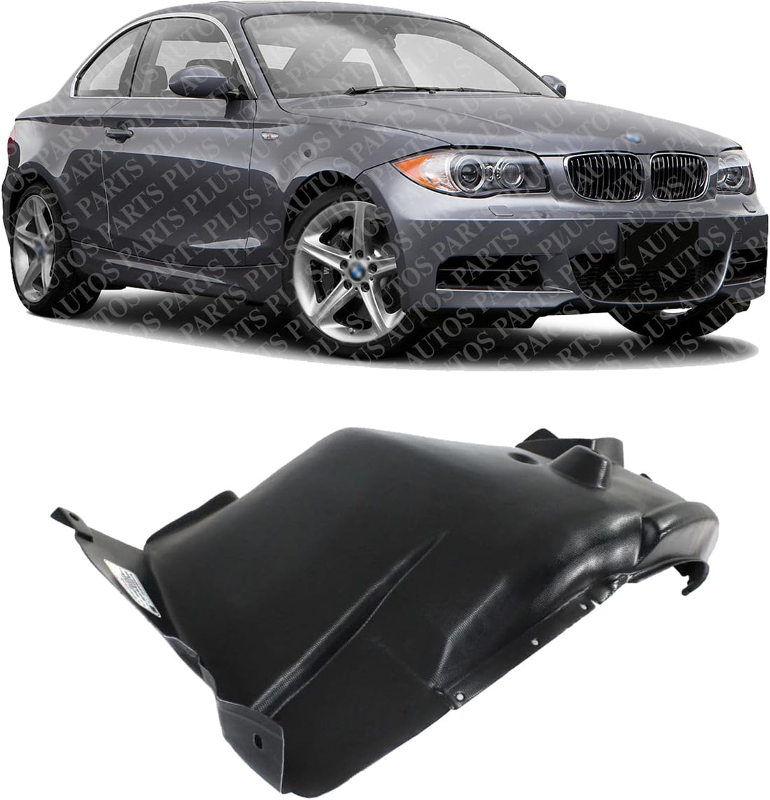Front Fender Liner Rear Section Right Passenger Side Direct Replacement Compatible With 2008-2013 BMW 1-Series BM1249107 51717207650