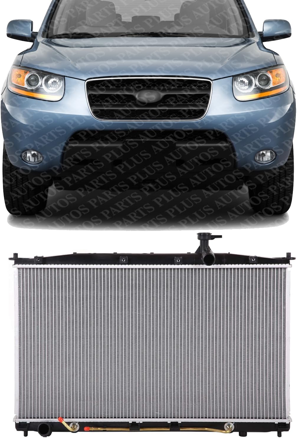 Front Radiator Aluminum Core Direct Replacement Compatible With 2007-2009 Hyundai Santa Fe HY3010161 253100W000