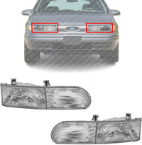 Set Of 2 Front Headlight Assembly Right Passenger & Left Driver Side Direct Replacement Compatible With 1992-1995 Ford Taurus FO2502117 FO2503111 F2DZ13008B F2DZ13008A