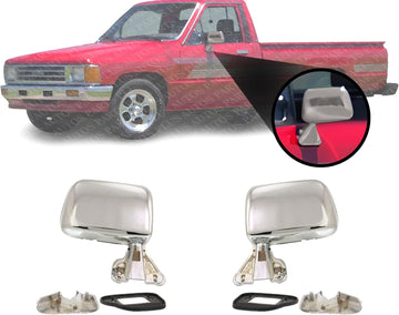 AUTOS PARTS PLUS Set Of 2 Front Mirror Manual Adjust Folding Non-Heated Chrome Right & Left Side Direct Replacement Compatible With 1987-1988 Toyota Pickup / 1987-1989 4Runner TO1320108 TO1321108