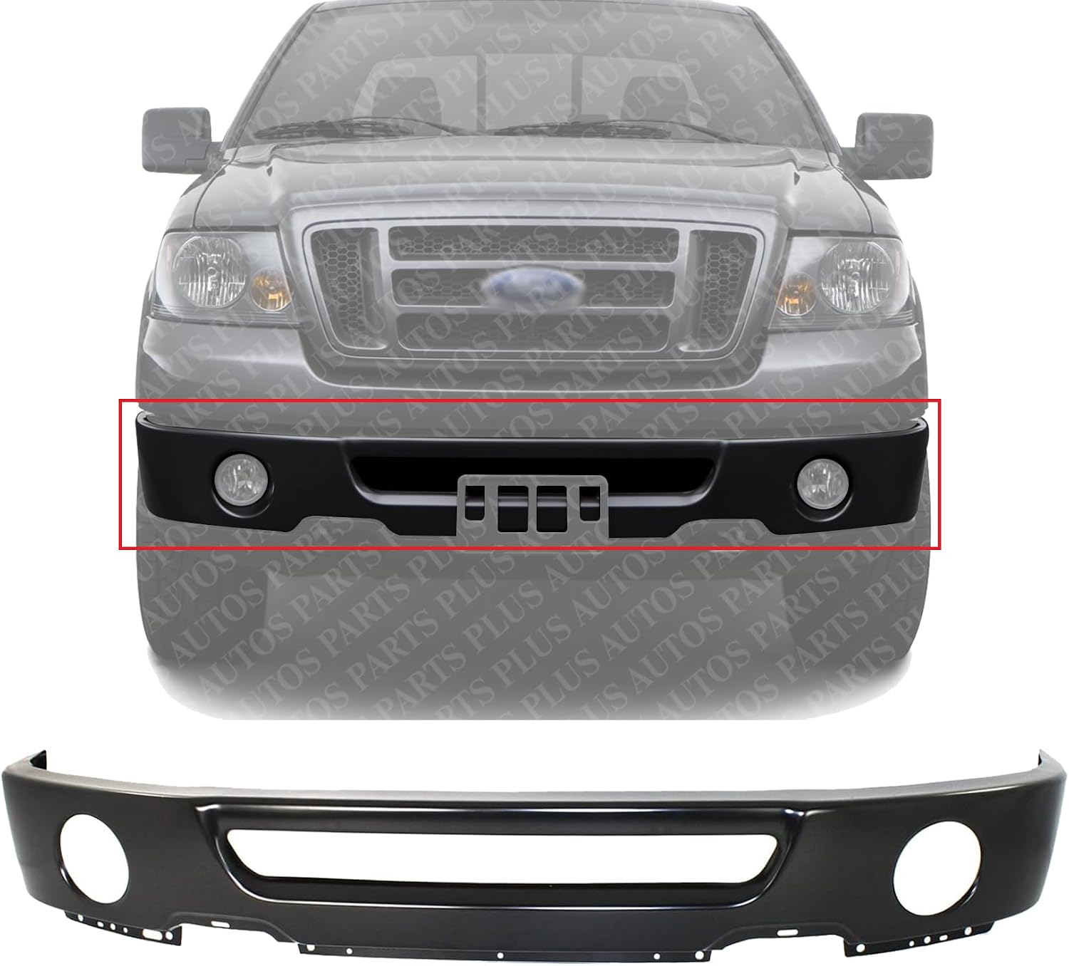 Front Bumper Face Bar Primed With Fog Lamp Holes Direct Replacement Compatible With 2006-2008 Ford F-150 FO1002401 6L3Z17757DAPTM