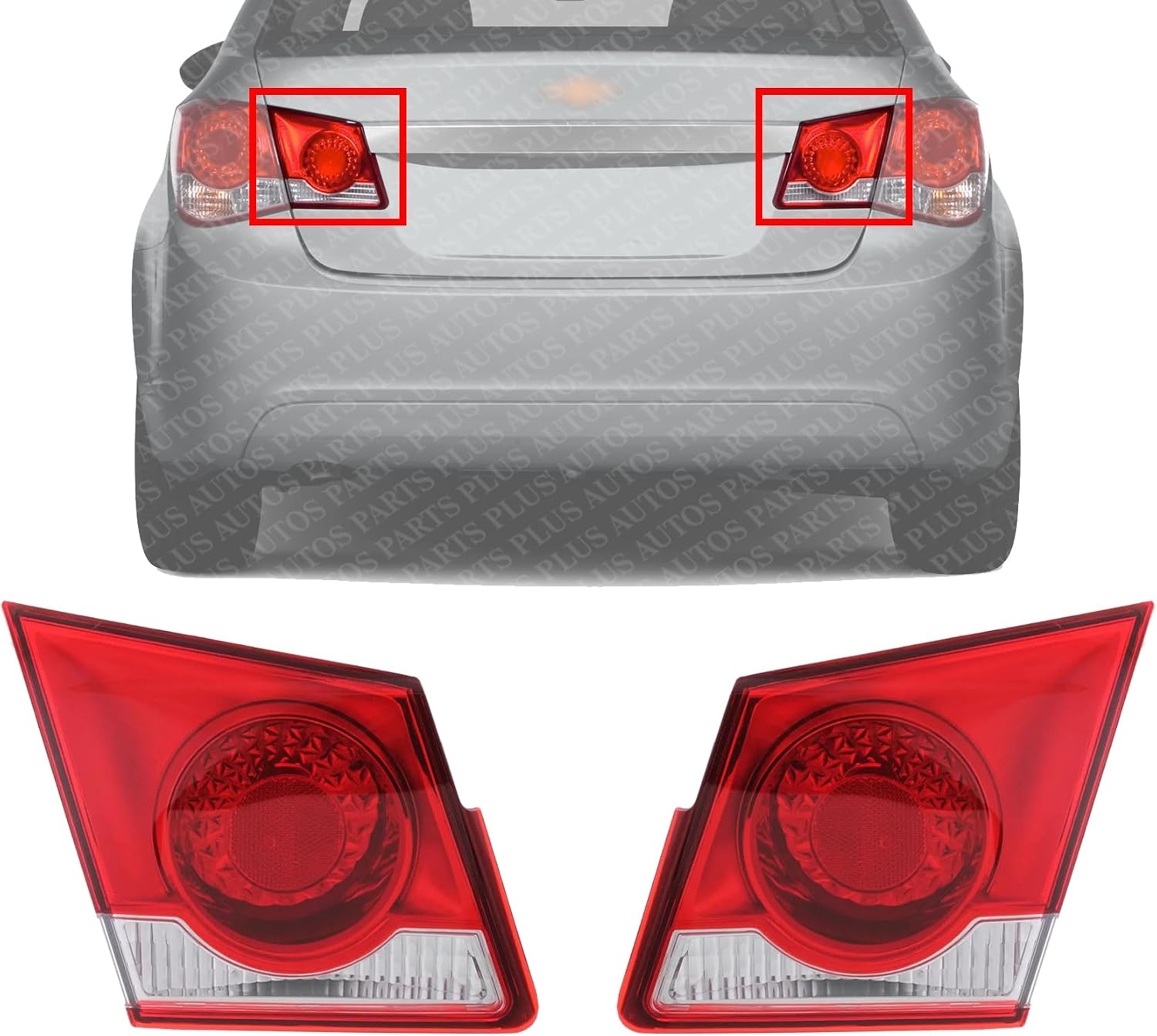 Set Of 2 Tail Light Inner Assembly Left Driver & Right Passenger Side Direct Replacement Compatible With 2011-2015 Chevrolet Cruze / 2016 Limited GM2803102 GM2802102 95389372