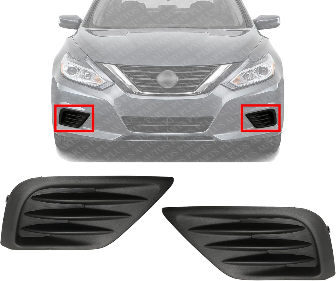 Set Of 2 Front Fog Light Cover Textured Left Driver & Right Passenger Side Direct Replacement Compatible With 2016-2018 Nissan Altima NI1038139 NI1039139 622569HS0A 622579HS0A
