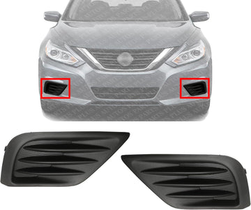 Set Of 2 Front Fog Light Cover Textured Left Driver & Right Passenger Side Direct Replacement Compatible With 2016-2018 Nissan Altima NI1038139 NI1039139 622569HS0A 622579HS0A