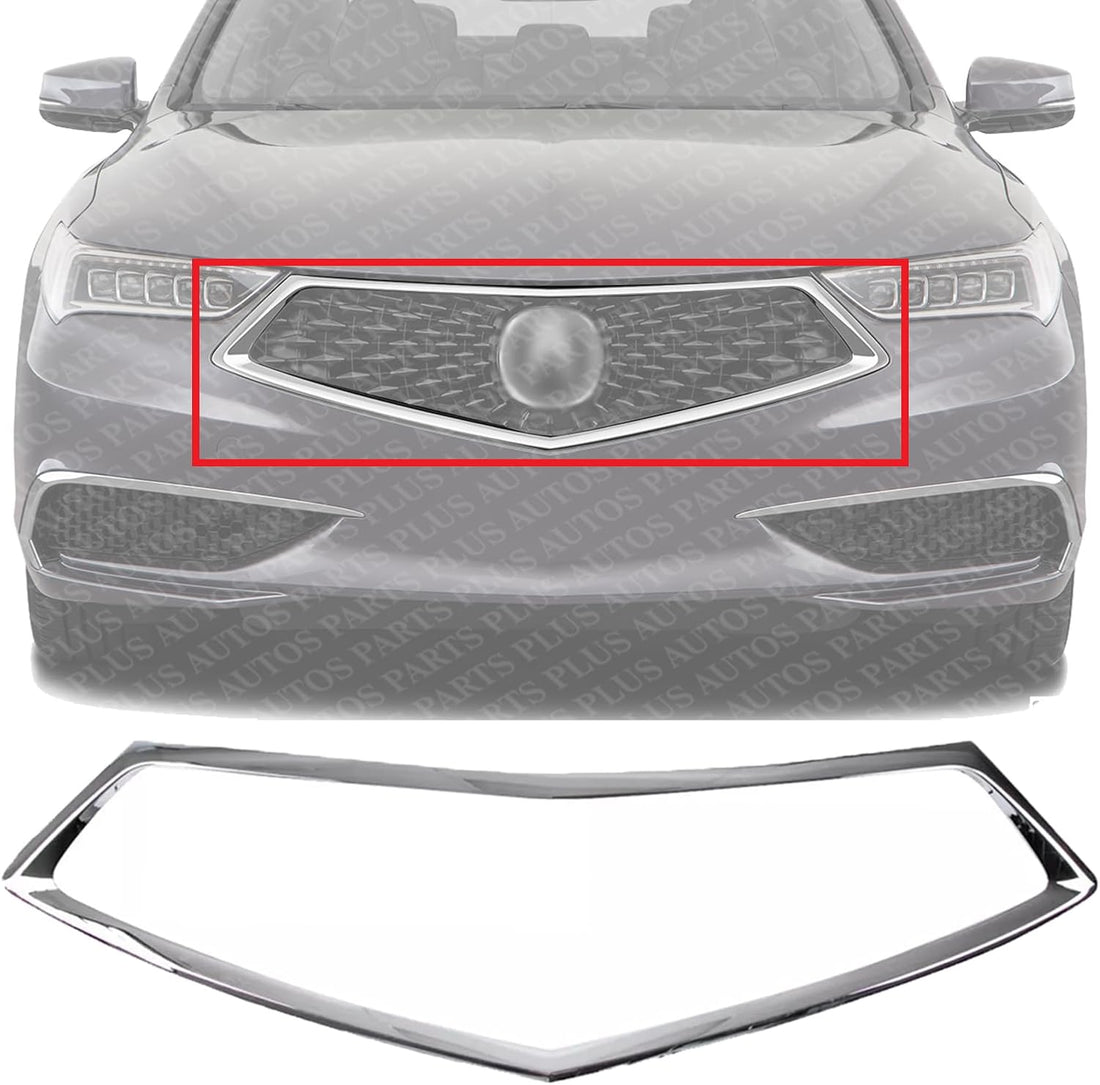 Front Grille Surround Molding Chrome Plastic Direct Replacement Compatible With 2018-2020 Acura TLX AC1202110 71122TZ3A11 693031450304