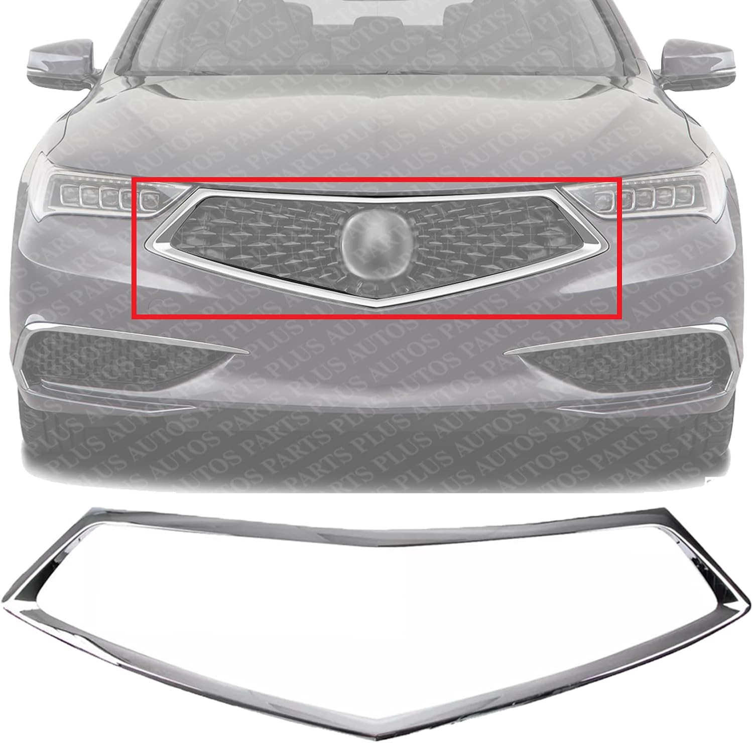 Front Grille Surround Molding Chrome Plastic Direct Replacement Compatible With 2018-2020 Acura TLX AC1202110 71122TZ3A11 693031450304