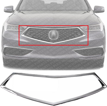 Front Grille Surround Molding Chrome Plastic Direct Replacement Compatible With 2018-2020 Acura TLX AC1202110 71122TZ3A11 693031450304