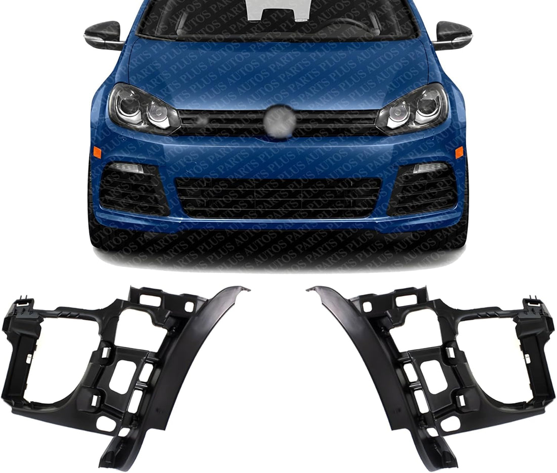 Set Of 2 Front Bumper Bracket Support Cover Left Driver & Right Passenger Side Direct Replacement Compatible With 2010-2014 Volkswagen GTI VW1043104 VW1042104 5K0807262 5K0807261