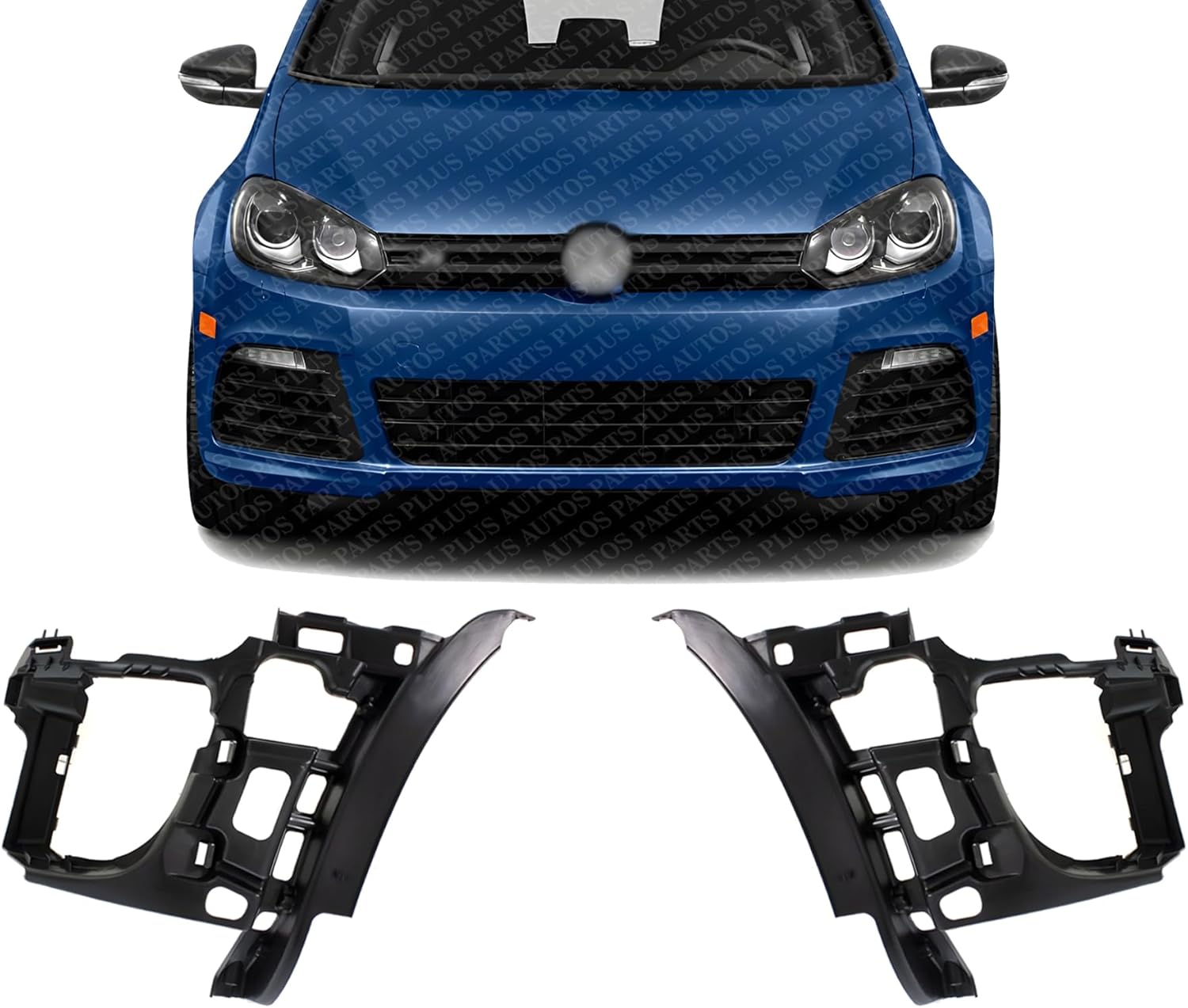 Set Of 2 Front Bumper Bracket Support Cover Left Driver & Right Passenger Side Direct Replacement Compatible With 2010-2014 Volkswagen GTI VW1043104 VW1042104 5K0807262 5K0807261