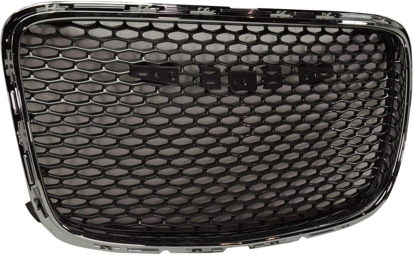 Front Grille Chrome Shell With Painted Silver Gray Insert Direct Replacement Compatible With 2015-2022 Chrysler 300 CH1200394 5SW16LAUAE