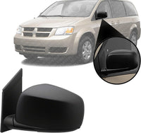 Front Power Mirror Manual Folding Heated Textured Left Driver Side Direct Replacement Compatible With 2008-2019 Dodge Grand Caravan / 2008-2016 Chrysler Town & Country CH1320291