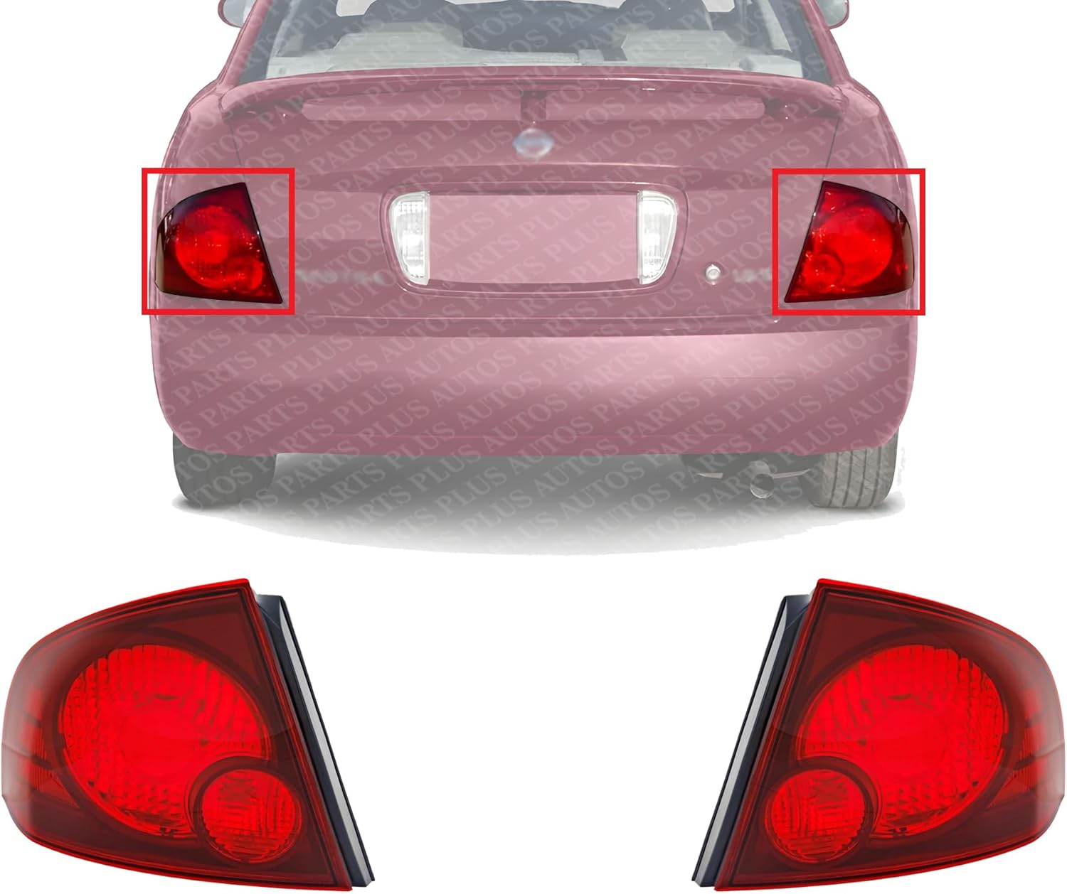 Set Of 2 Tail Light Assembly Plastic Left Driver & Right Passenger Side Direct Replacement Compatible With 2004-2006 Nissan Sentra NI2801165 NI2800165 265506Z825 265556Z825