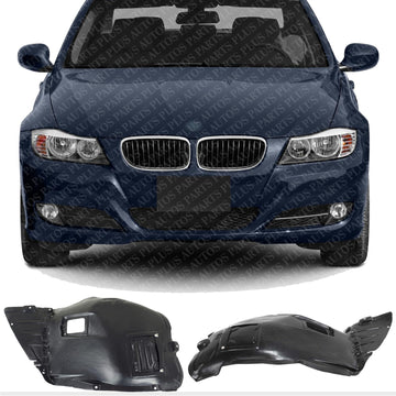 Set of 2 Front Section Fender Liner Left Driver & Right Passenger Side Direct Replacement Compatible with 2006-2012 BMW 3-Series BM1251114 BM1250114 51717059380 51717059379