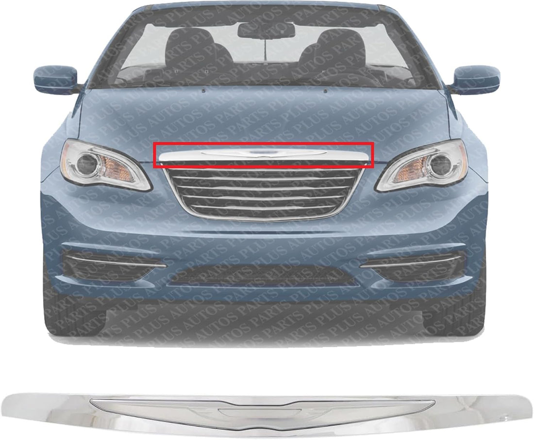 Front Hood Molding Chrome Without Winged Victory Emblem Direct Replacement Compatible with 2012-2014 Chrysler 200 CH1235102 5182602AD