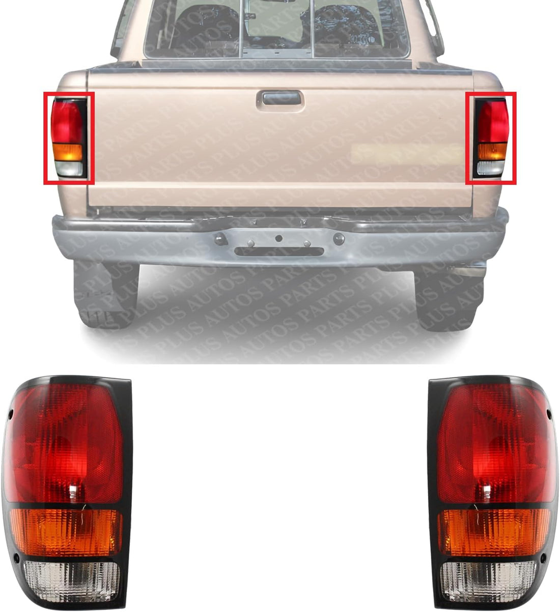 Set Of 2 Tail Lights Lens And Housing Right Passenger & Left Driver Side Direct Replacement Compatible With 1994-2000 Mazda Pickup MA2801108 MA2800108 ZZM051150P1 ZZM051160P1