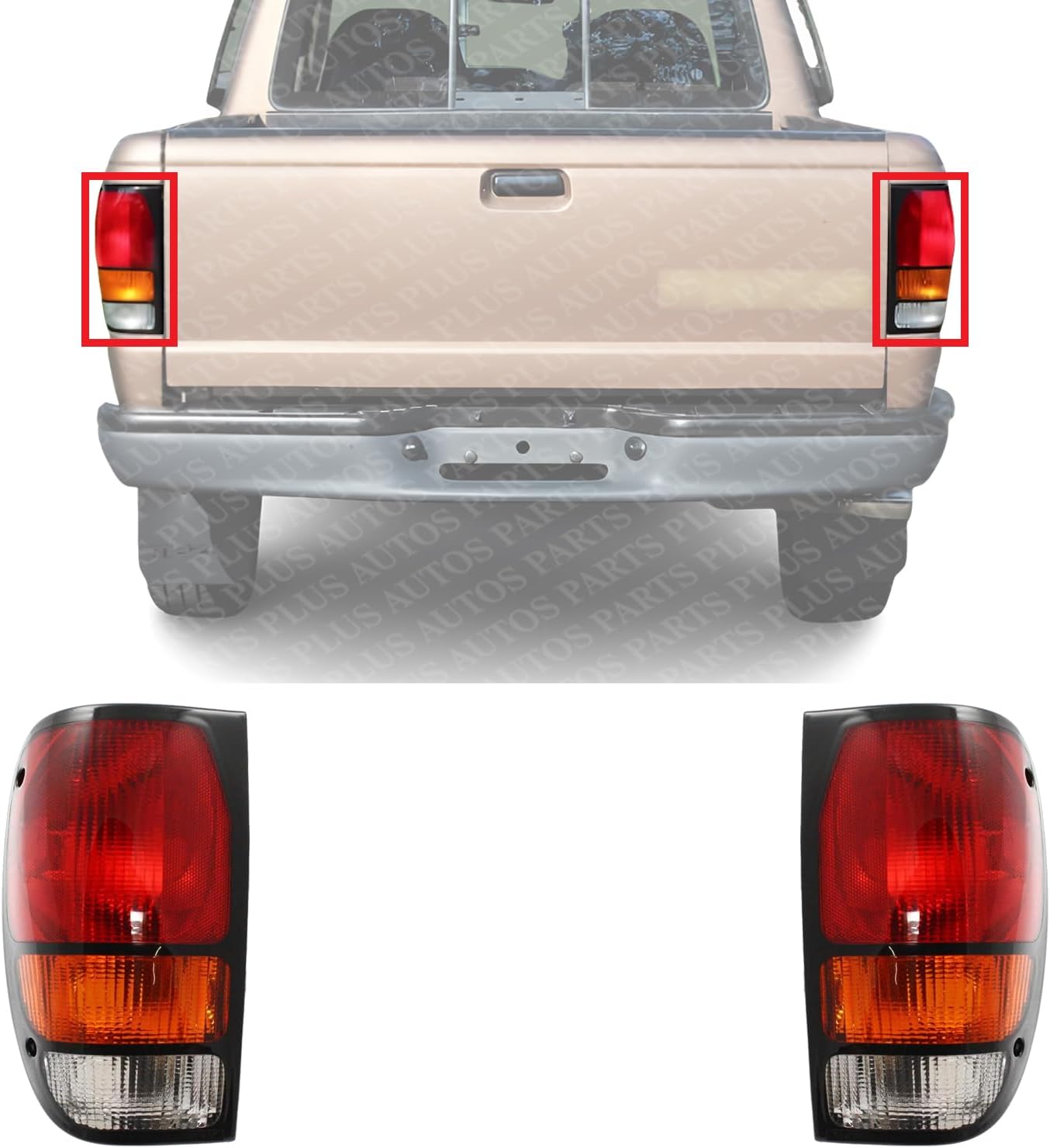 Set Of 2 Tail Lights Lens And Housing Right Passenger & Left Driver Side Direct Replacement Compatible With 1994-2000 Mazda Pickup MA2801108 MA2800108 ZZM051150P1 ZZM051160P1