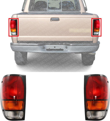 Set Of 2 Tail Lights Lens And Housing Right Passenger & Left Driver Side Direct Replacement Compatible With 1994-2000 Mazda Pickup MA2801108 MA2800108 ZZM051150P1 ZZM051160P1