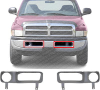 Set of 2 Front Bumper Sight Shield Fog Light Trim Bezel Left & Right Side Direct Replacement Compatible With 1994-2001 Dodge Ram 1500/1994-2002 2500 3500 CH1039107 CH1038107