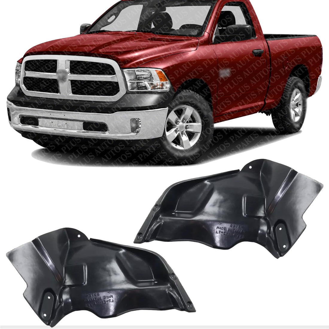 AUTOS PARTS PLUS Set Of 2 Front Section Fender Liner Right Passenger & Left Driver Side Direct Replacement Compatible With Ram 1500 2015-2024 CH1249192 CH1248192 68251640AB 68251641AB