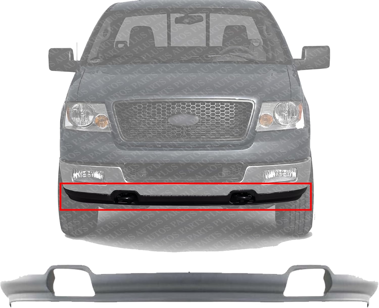 Front Bumper Lower Valance Spoiler Primed Plastic With Fog Light Holes Direct Replacement Compatible With 2004-2005 Ford F-150 FO1095206 4L3Z17626BAB