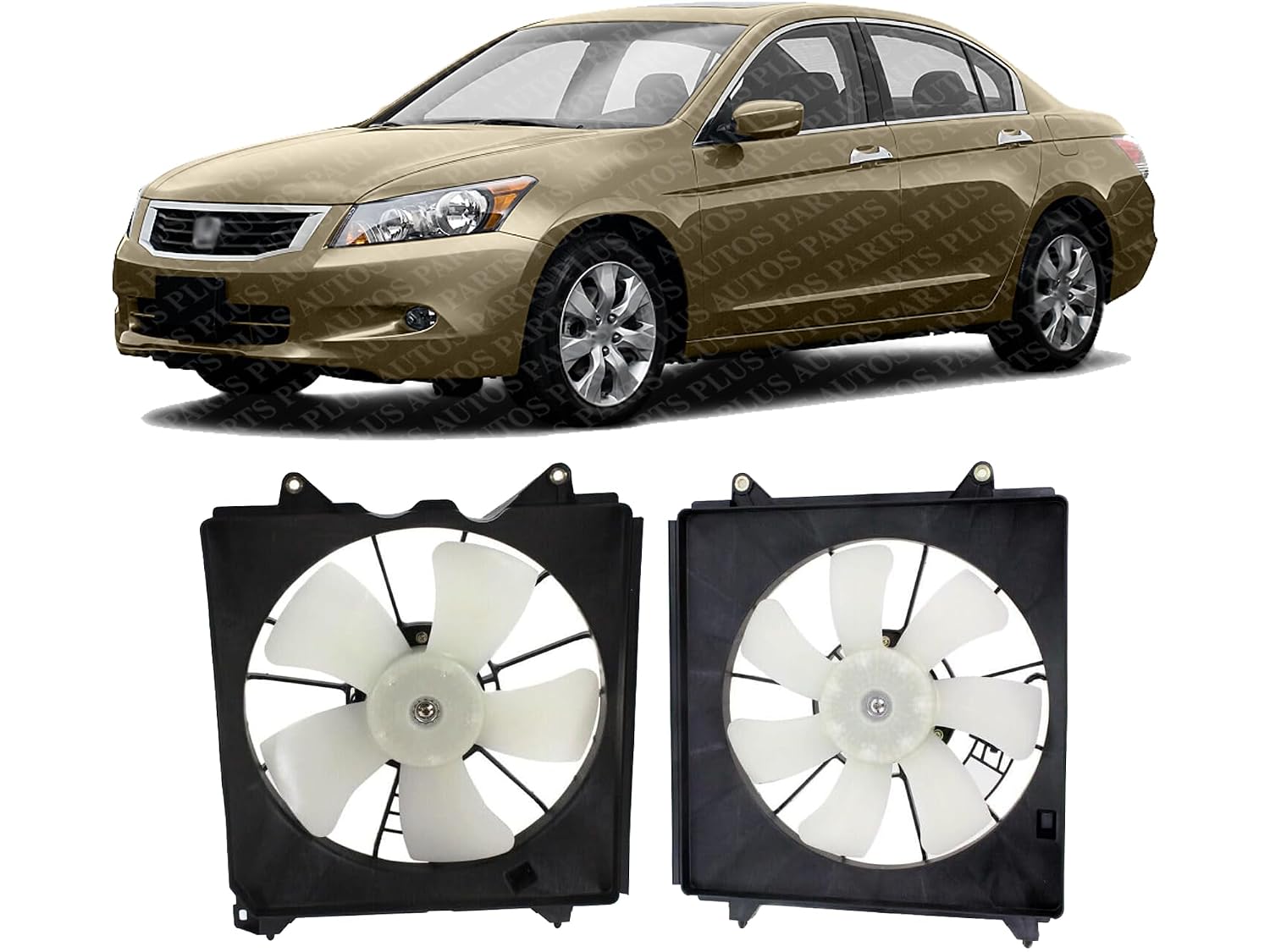 Front Radiator & A/C Condenser Cooling Fan Assembly Plastic Direct Replacement Compatible with 2008-2012 Honda Accord HO3113123 HO3115142 38616R40A01-PFM 38615R40A01 38