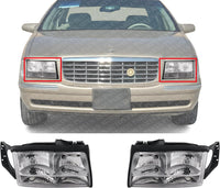 Set Of 2 Front Headlight Assembly Right Passenger & Left Driver Side Direct Replacement Compatible With 1997-1999 Cadillac DeVille GM2502165 GM2503165 16526199 16526200
