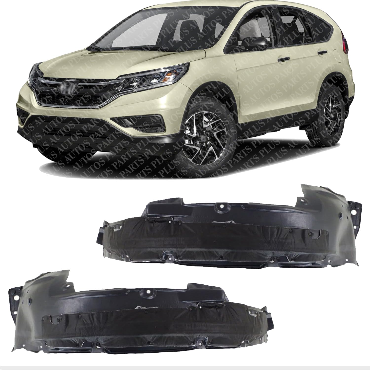 Set Of 2 Front Fender Liners Left Driver & Right Passenger Side Direct Replacement Compatible With 2012-2016 Honda CR-V HO1249155 HO1248155 74100T0AA00 74100T1WA00 74150T