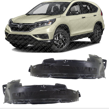 Set Of 2 Front Fender Liners Left Driver & Right Passenger Side Direct Replacement Compatible With 2012-2016 Honda CR-V HO1249155 HO1248155 74100T0AA00 74100T1WA00 74150T
