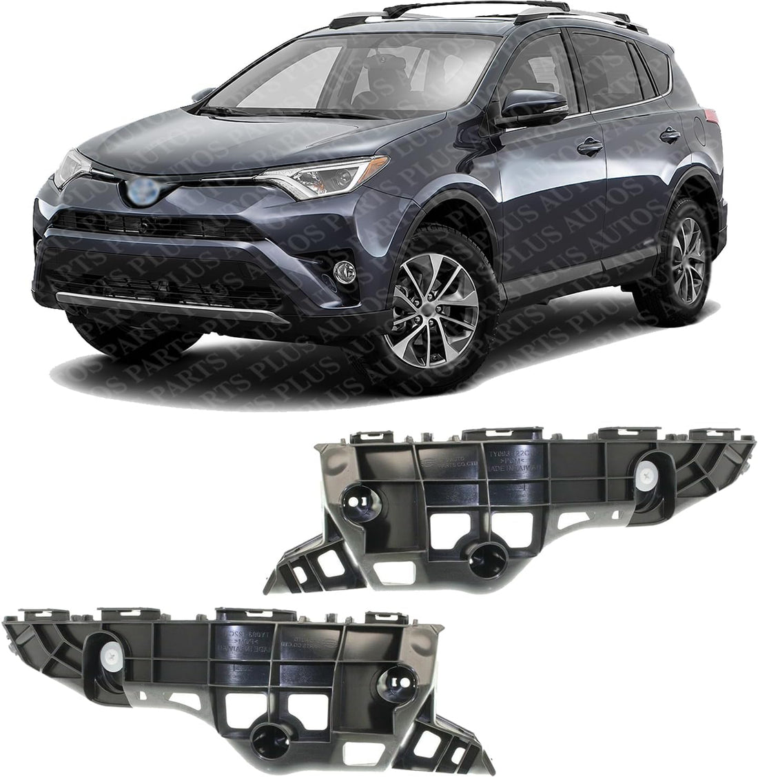Set Of 2 Front Bumper Bracket Plastic Left Driver & Right Passenger Side Direct Replacement Compatible With 2017-2019 Toyota Highlander TO1043133 TO1042133 521450E080 521460E080