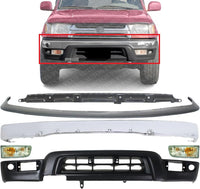 AUTOS PARTS PLUS Front Bumper Face Bar Chrome + Lower Valance Primed + Filler + Retainer Support + Signal Lights Right & Left Side Direct Replacement Compatible With 1999-2002 Toyota 4Runner