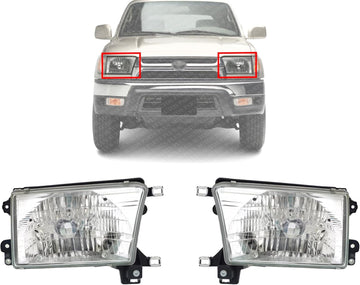 Set Of 2 Front Headlight Assembly Halogen Right Passenger & Left Driver Side Direct Replacement Compatible With 1999-2002 Toyota 4Runner TO2502128 TO2503128 8115035300 8111035320