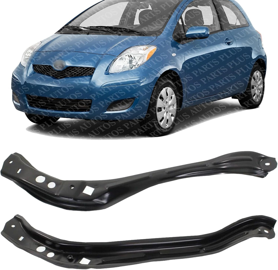 Set Of 2 Front Radiator Support Upper Tie Bar Steel Left Driver & Right Passenger Side Direct Replacement Compatible With 2007-2012 Toyota Yaris TO1225303 TO1225304