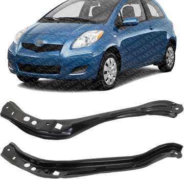 Set Of 2 Front Radiator Support Upper Tie Bar Steel Left Driver & Right Passenger Side Direct Replacement Compatible With 2007-2012 Toyota Yaris TO1225303 TO1225304