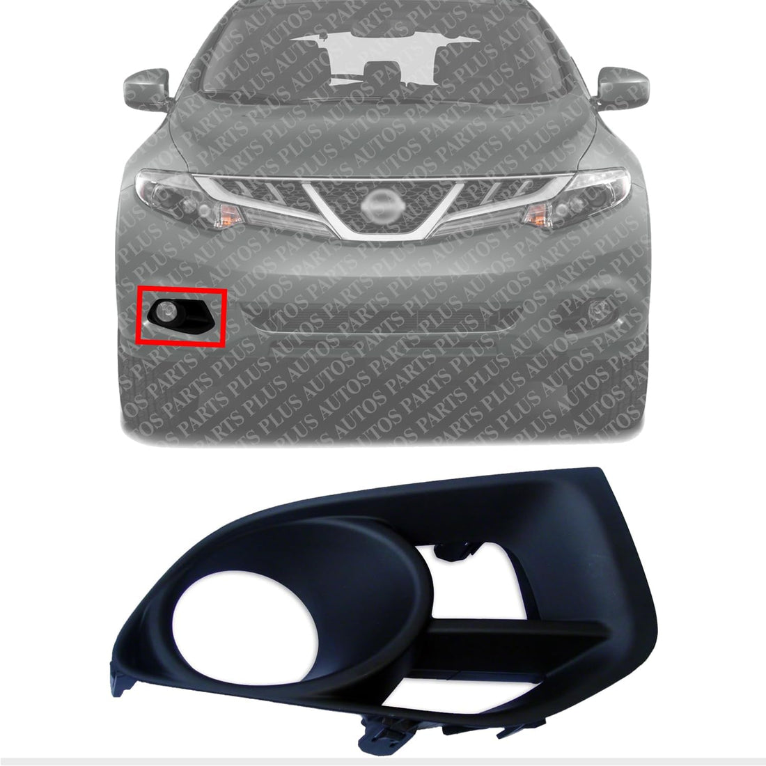 Front Fog Light Molding Textured Right Passenger Side Direct Replacement Compatible With 2011-2014 Nissan Murano NI1039116 620741GR0A