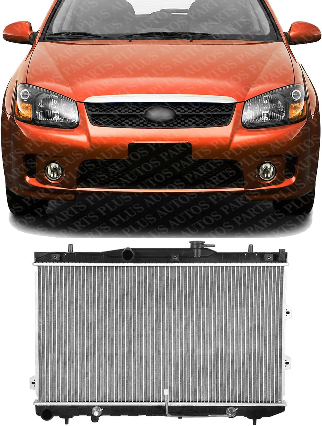 Front Radiator Aluminum Core Direct Replacement Compatible With 2004-2009 Kia Spectra KI3010121 253102F071