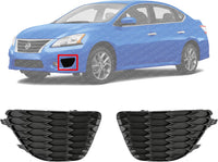 Set Of 2 Front Fog Light Cover Textured Left Driver & Right Passenger Side Direct Replacement Compatible With 2013-2015 Nissan Sentra NI1039124 NI1038124 622563RM0A 622573RM0A