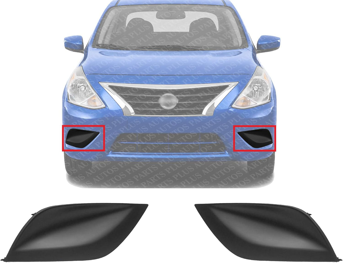 Set Of 2 Front Fog Light Cover Textured Plastic Right Passenger & Left Driver Side Direct Replacement Compatible With 2015-2018 Nissan Versa NI1039133 NI1038133 622566W80B 622576W80B