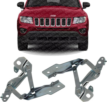 Set of 2 Front Hood Hinge Steel Right Passenger & Left Driver Side Direct Replacement Compatible with 2011-2017 Jeep Compass CH1236151 CH1236150 68086320AD 68086321AD