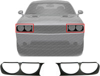 Set of 2 Front Head Light Bezel Textured Right Passenger & Left Driver Side Direct Replacement Compatible With 2008-2014 Dodge Challenger CH2511100 CH2510100 68051526AA 68051527AA