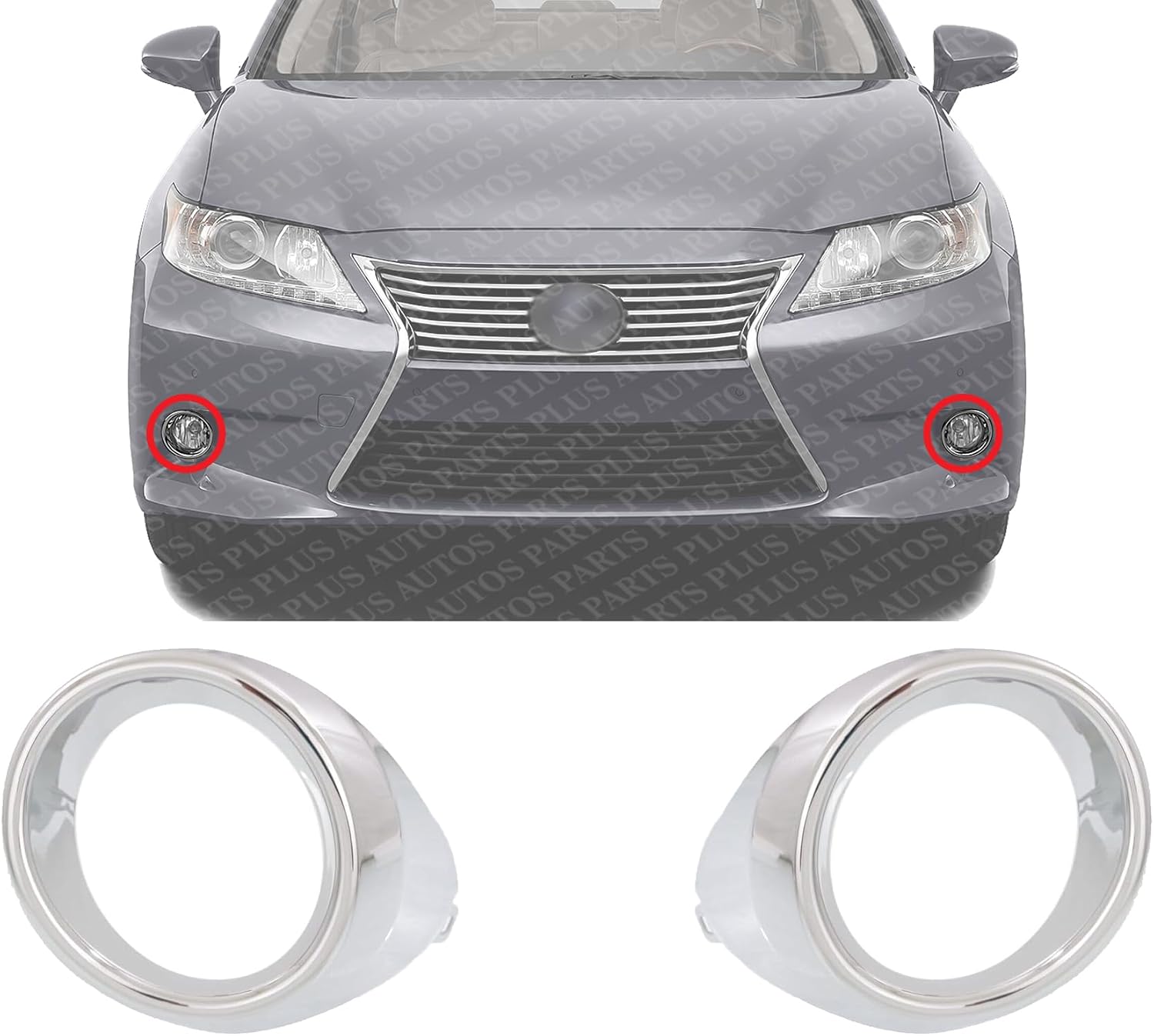 Set Of 2 Front Fog Light Molding Chrome Right Passenger & Left Driver Side Direct Replacement Compatible With 2013-2015 Lexus ES300h / ES350 LX1039104 LX1038104 8148133040 8148233050